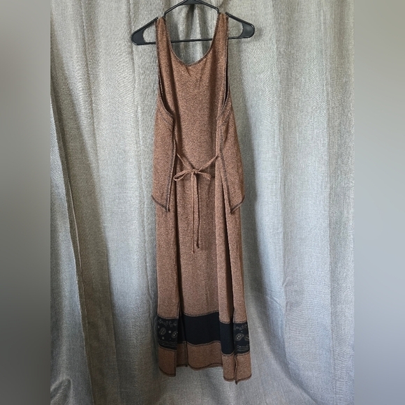 Vintage 90s Nina Piccalino Maxi Dress Brown Sleeveless Paisley Size L - Picture 5 of 6